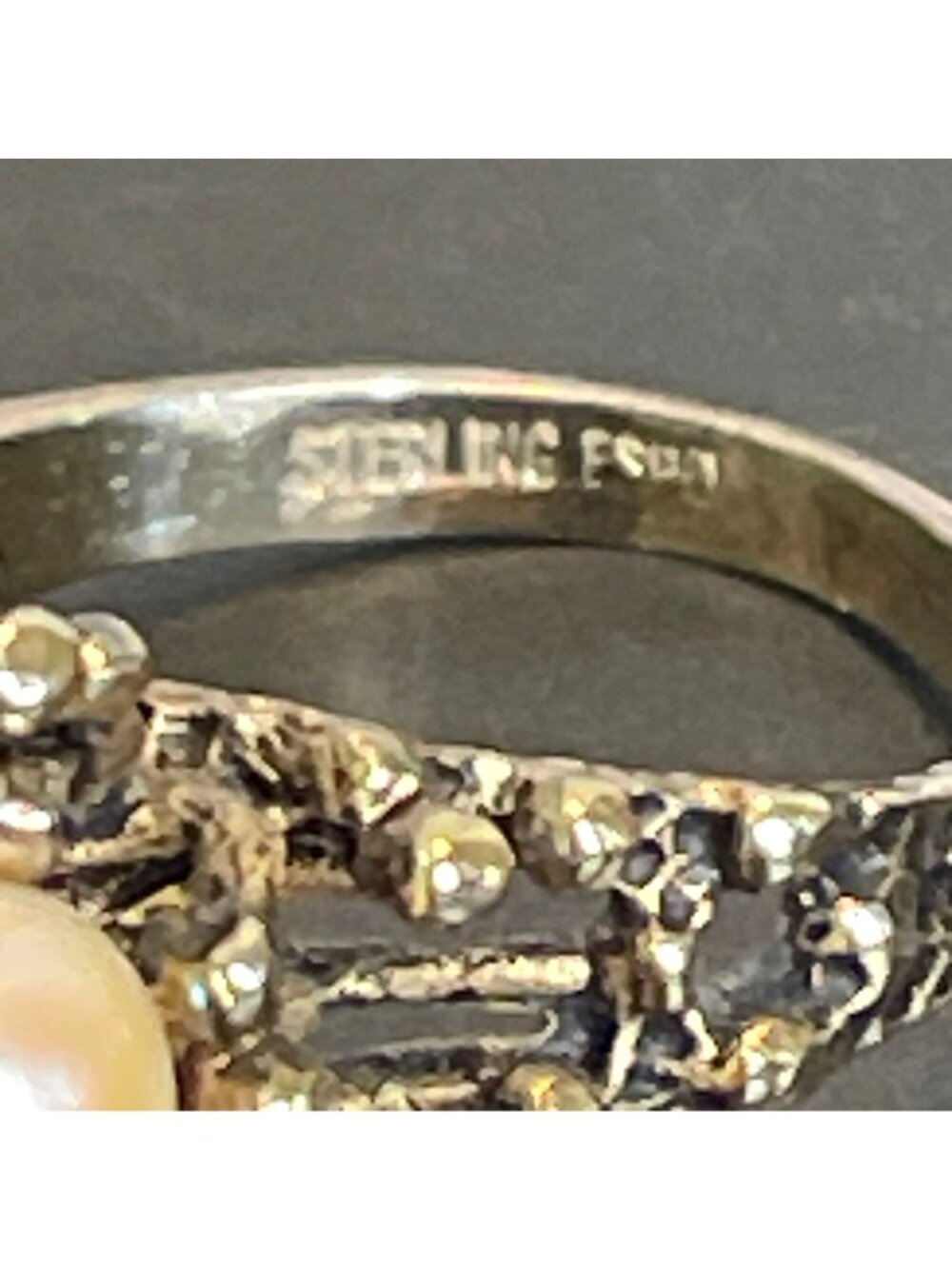 Sterling Pearl Nest Ring MCM Joseph Esposito ESPO Gold Vermeil Size 6.5 Vintage - Picture 13 of 14